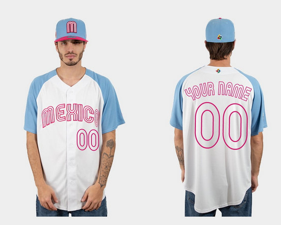 Youth Mexico Baseball ACTIVE PLAYER Custom White Blue 2023 World Baseball Classic Stitched Jersey Youth Mexico Baseball ACTIVE PLAYER Custom White Blue 2023 World Baseball Classic Stitched Jersey